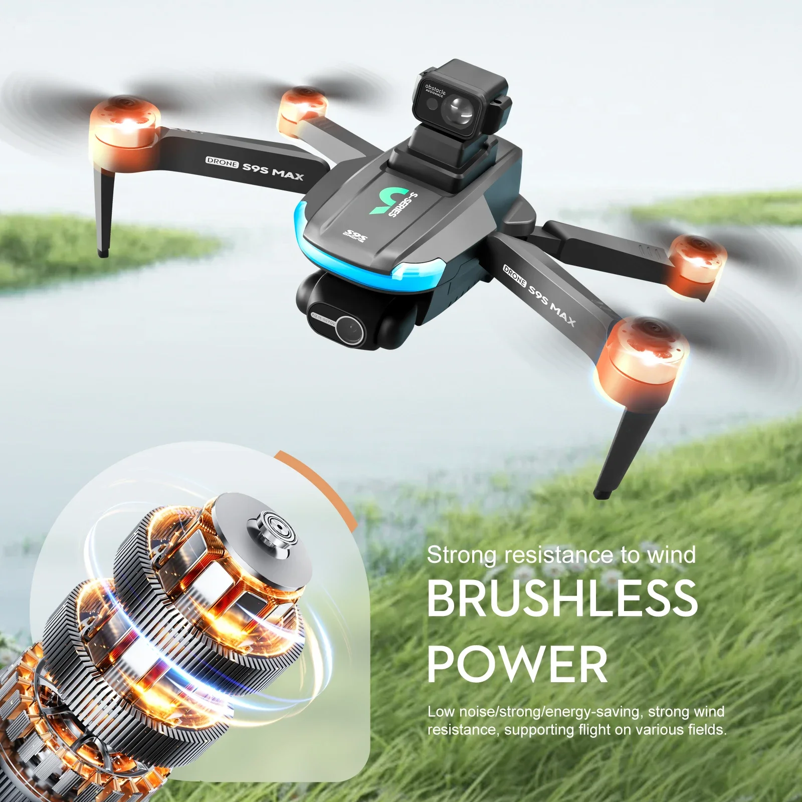 Novo s9s max mini drone 4k 2 e - Drone Gimbal Case avaliação e preço