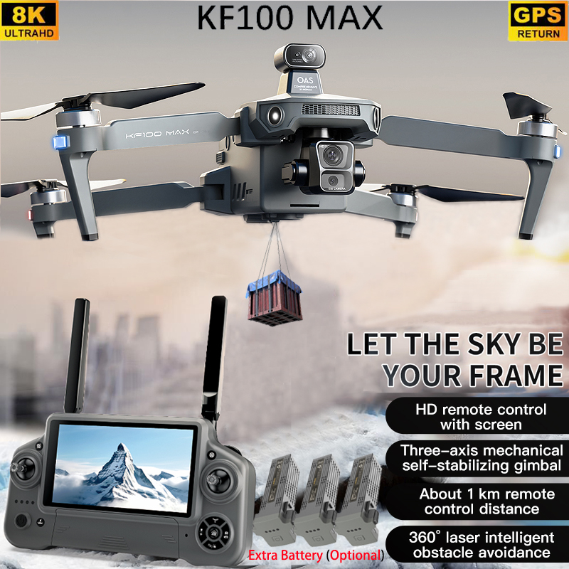 Kf100 max gps drone 4k câmera  - Drone Gimbal 3 Axis avaliação e preço